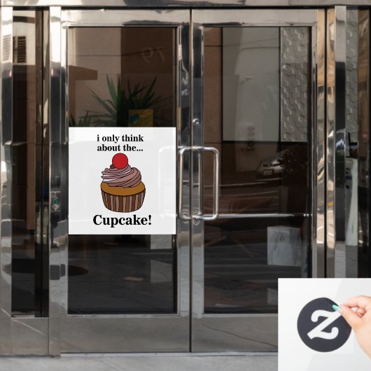 カップケーキのことしか考えられないカップケーキレストラン ウィンドウサイン (オフィスドア)