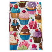 カップケーキのアートワーク ミディアムペーパーバッグ (正面)