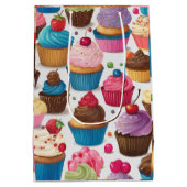 カップケーキのアートワーク ミディアムペーパーバッグ (裏面)