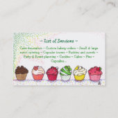 カップケーキのケイタリングビジネスカード 名刺 (裏面)