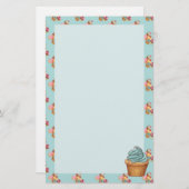 カップケーキのケーキのペストリー 便箋 (正面/裏面)