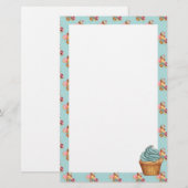 カップケーキのケーキのペストリー 便箋 (正面/裏面)