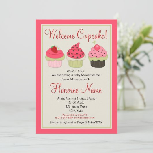 カップケーキのシャワーの招待状 招待状 (スタンド正面)