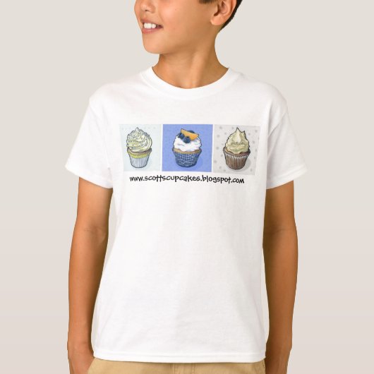 カップケーキのトリオの青 Tシャツ (正面)