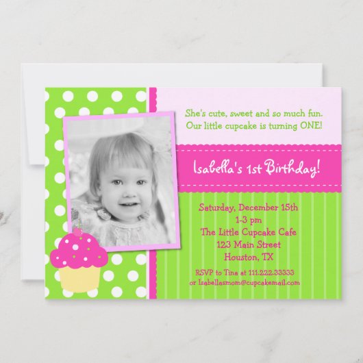 カップケーキのバースデーパーティ招待状 招待状 (正面)