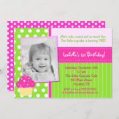 カップケーキのバースデーパーティ招待状 招待状 (正面/裏面)