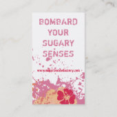 カップケーキのパン屋インクしみのグランジな（ばちゃばちゃ）跳ねるのピンク 名刺 (裏面)