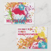 カップケーキのパン屋インクしみのグランジな（ばちゃばちゃ）跳ねるの虹 名刺 (正面/裏面)