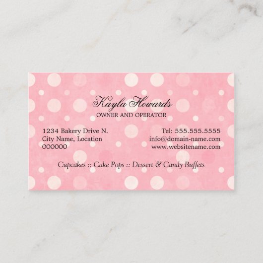 カップケーキのパン屋 名刺 (裏面)