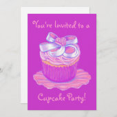 カップケーキのパーティーの~の招待状の~は個人化なります 招待状 (正面/裏面)