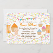 カップケーキのベビーはシャワーの招待状のニュートラルを振りかけます 招待状 (正面)