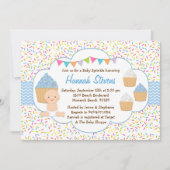 カップケーキのベビーはシャワーの招待状の警官を振りかけます 招待状 (正面)