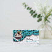 カップケーキのベーカリーのはっきりしたでスタイリッシュでグランジな名刺 名刺 (スタンド正面)