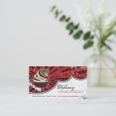 カップケーキのベーカリーのはっきりしたでスタイリッシュでグランジな名刺 名刺 (スタンド正面)