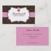 カップケーキのベーカリーのエレガントなダマスク織の花柄パターン 名刺 (正面/裏面)
