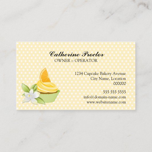 カップケーキのベーカリーのオレンジの切れ 名刺 (裏面)