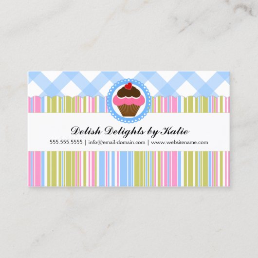 カップケーキのベーカリーのカラフル 名刺 (正面)
