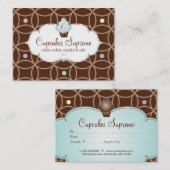 カップケーキのベーカリーのギフト券は白い青に点を打ちます 割引カード (正面/裏面)