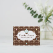 カップケーキのベーカリーのギフト券は白い青に点を打ちます 割引カード (スタンド正面)