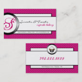カップケーキのベーカリーのピンクの白いモノグラムの名刺 名刺 (正面/裏面)