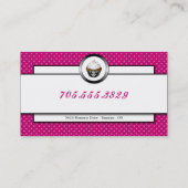 カップケーキのベーカリーのピンクの白いモノグラムの名刺 名刺 (裏面)