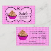 カップケーキのベーカリーのピンク 名刺 (正面/裏面)