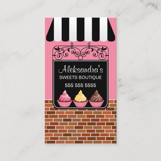 カップケーキのベーカリーのブティック 名刺 (正面)