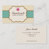カップケーキのベーカリーのベージュエレガントなレトロのモダンは縞で飾ります 名刺 (正面/裏面)