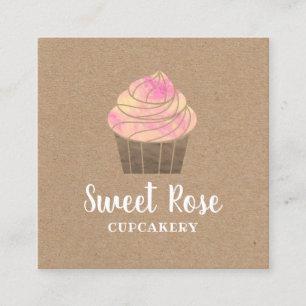 カップケーキのベーカリーのペストリーCupcakery素朴なクラフト スクエア名刺