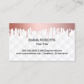 カップケーキのベーカリーのモダンのばら色の金ゴールドの滴りのエレガントなシェフ 名刺 (裏面)