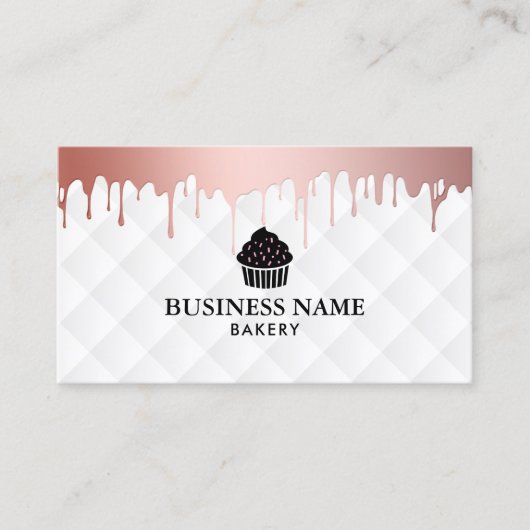 カップケーキのベーカリーのモダンのばら色の金ゴールドの滴りのエレガントなシェフ 名刺 (正面)