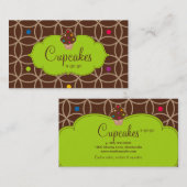 カップケーキのベーカリーのモダンはチョコレートライムグリーンに点を打ちます 名刺 (正面/裏面)