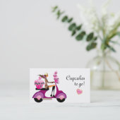 カップケーキのベーカリーの名刺のスクーターのシマウマ 名刺 (スタンド正面)