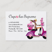 カップケーキのベーカリーの名刺のスクーターの女の子のシマウマ 名刺 (裏面)