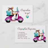 カップケーキのベーカリーの名刺のスクーターの女の子 名刺 (正面/裏面)