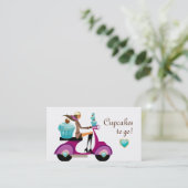 カップケーキのベーカリーの名刺のスクーターの女の子 名刺 (スタンド正面)