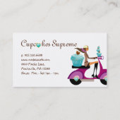カップケーキのベーカリーの名刺のスクーターの女の子 名刺 (裏面)