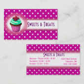 カップケーキのベーカリーの名刺の紫色 名刺 (正面/裏面)