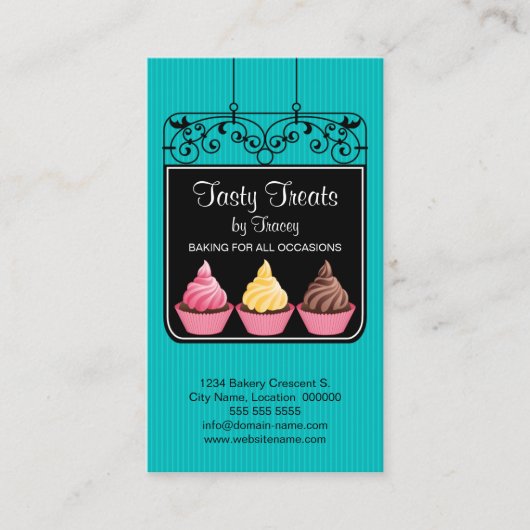 カップケーキのベーカリーの店先の印 名刺 (正面)