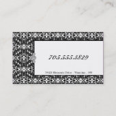 カップケーキのベーカリーの白黒のダマスク織の名刺 名刺 (裏面)