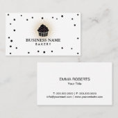 カップケーキのベーカリーの紙吹雪はかわいい平野に点を打ちます 名刺 (正面/裏面)
