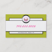 カップケーキのベーカリーの緑のピンクのモノグラムの名刺 名刺 (裏面)