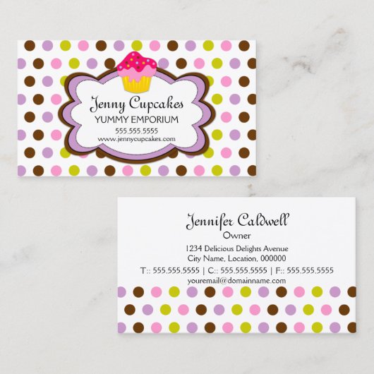 カップケーキのベーカリーの雲 名刺 (正面/裏面)
