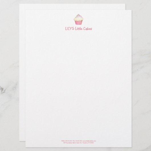 カップケーキのベーカリーのPasteryのかわいいシェフ レターヘッド (正面/裏面)