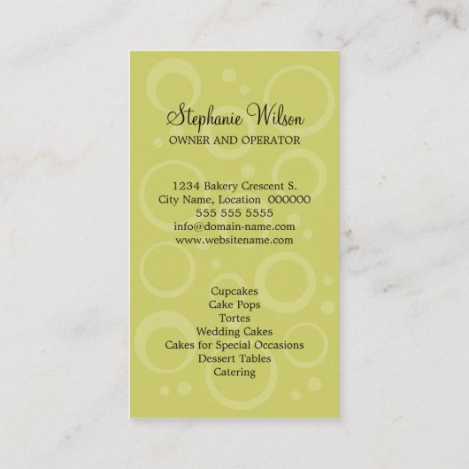 カップケーキのベーカリー 名刺 (裏面)