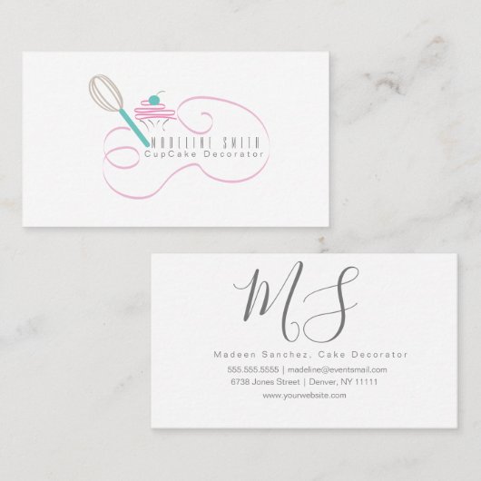 カップケーキのベーキングのケーキの装飾者の渦巻を払って下さい 名刺 (正面/裏面)