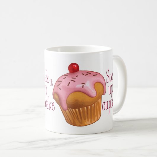カップケーキの上のそれを吸って下さい コーヒーマグカップ (正面右)