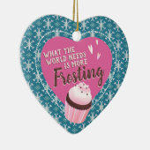 カップケーキの世界は、より多くのつや消しベーカリーのクリスマスを必要 セラミックオーナメント (右)