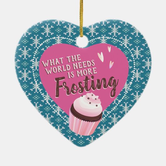 カップケーキの世界は、より多くのつや消しベーカリーのクリスマスを必要 セラミックオーナメント (裏面)