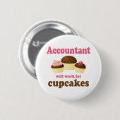 カップケーキの会計士のために働きます 缶バッジ (正面&裏面)